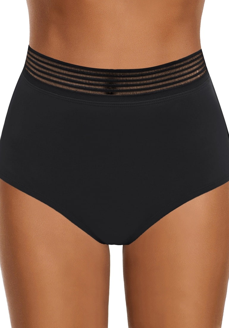 Women Elastic Panel High-Waist Swim Bottom